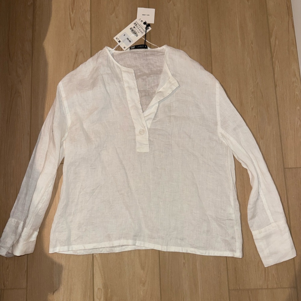 Zara Linen Long Sleeve Shirt